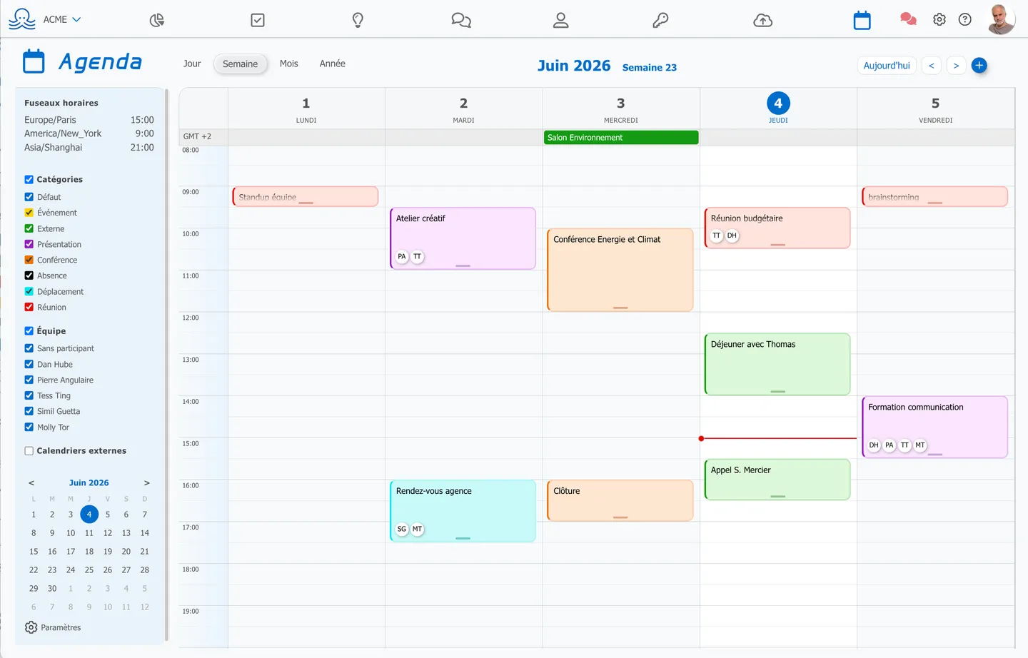 Su agenda de equipo