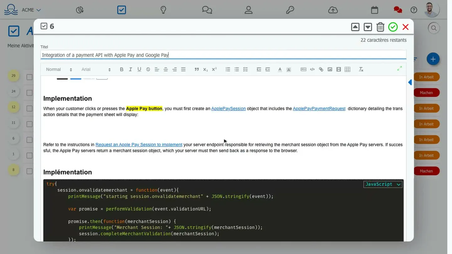 Screenshot Task-Verwaltung